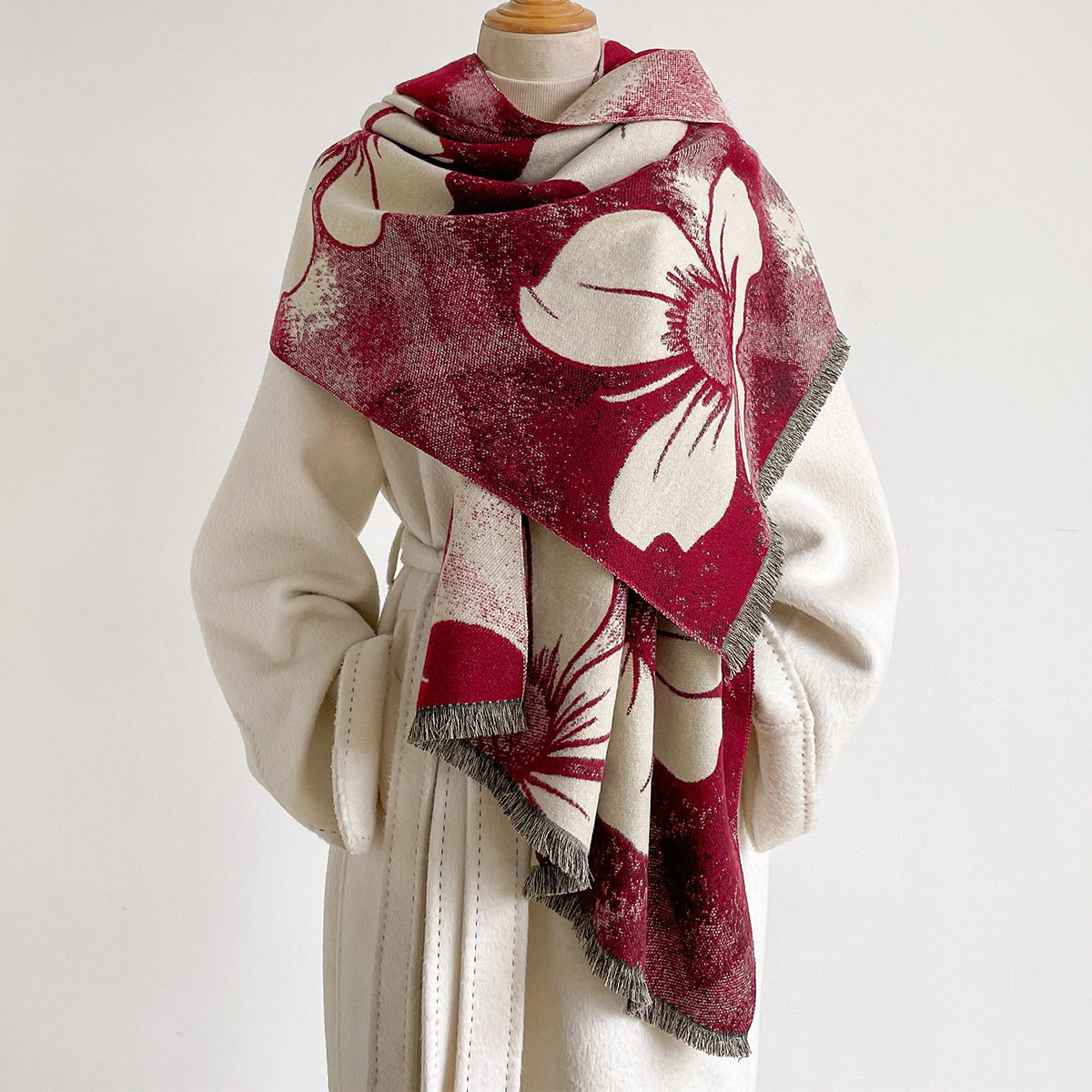 Cashmere Scarf - Dames Imitatie Kasjmier Sjaal met Franjes