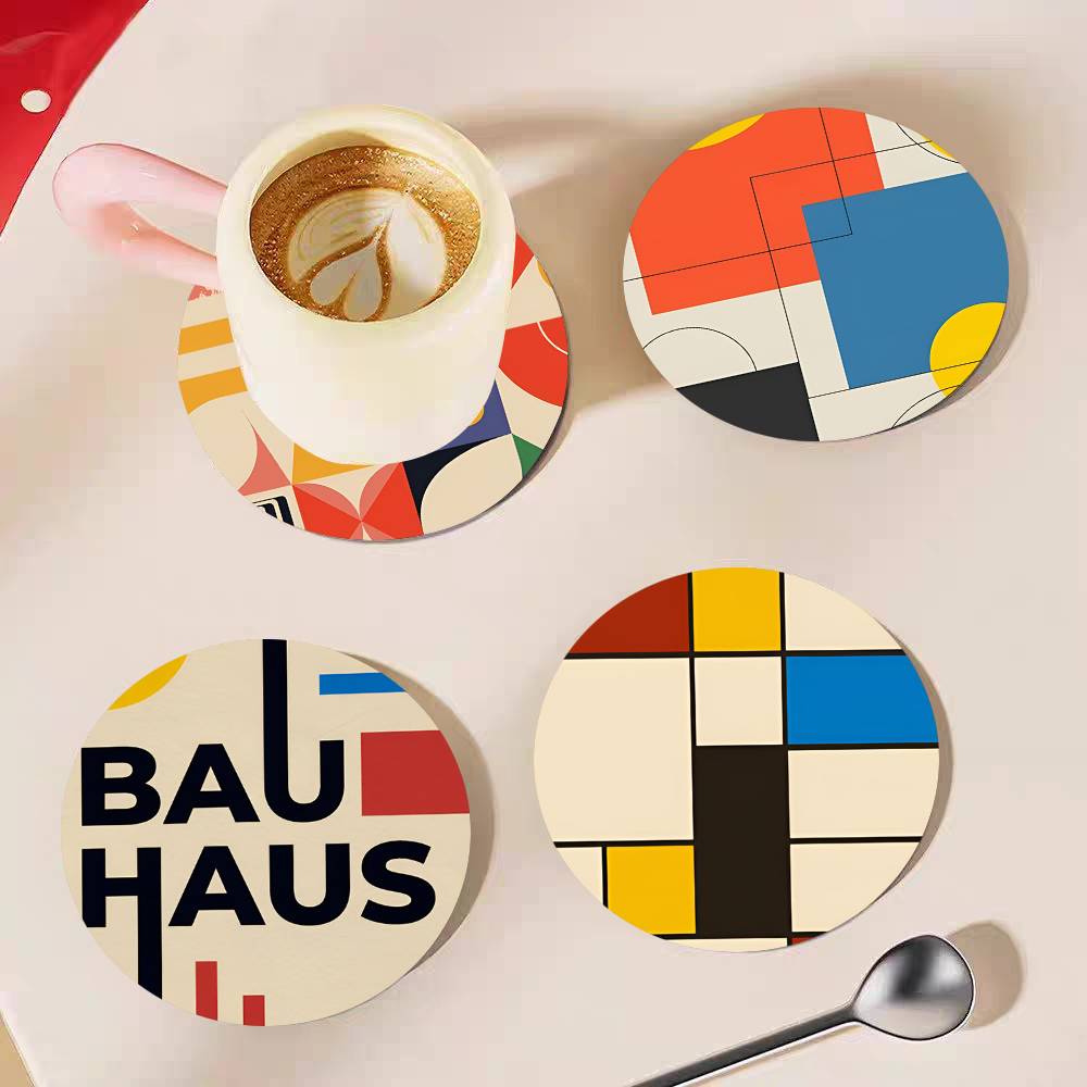 Abstracte Bauhaus ronde houten - Marble Coaster Set recensie en prijs
