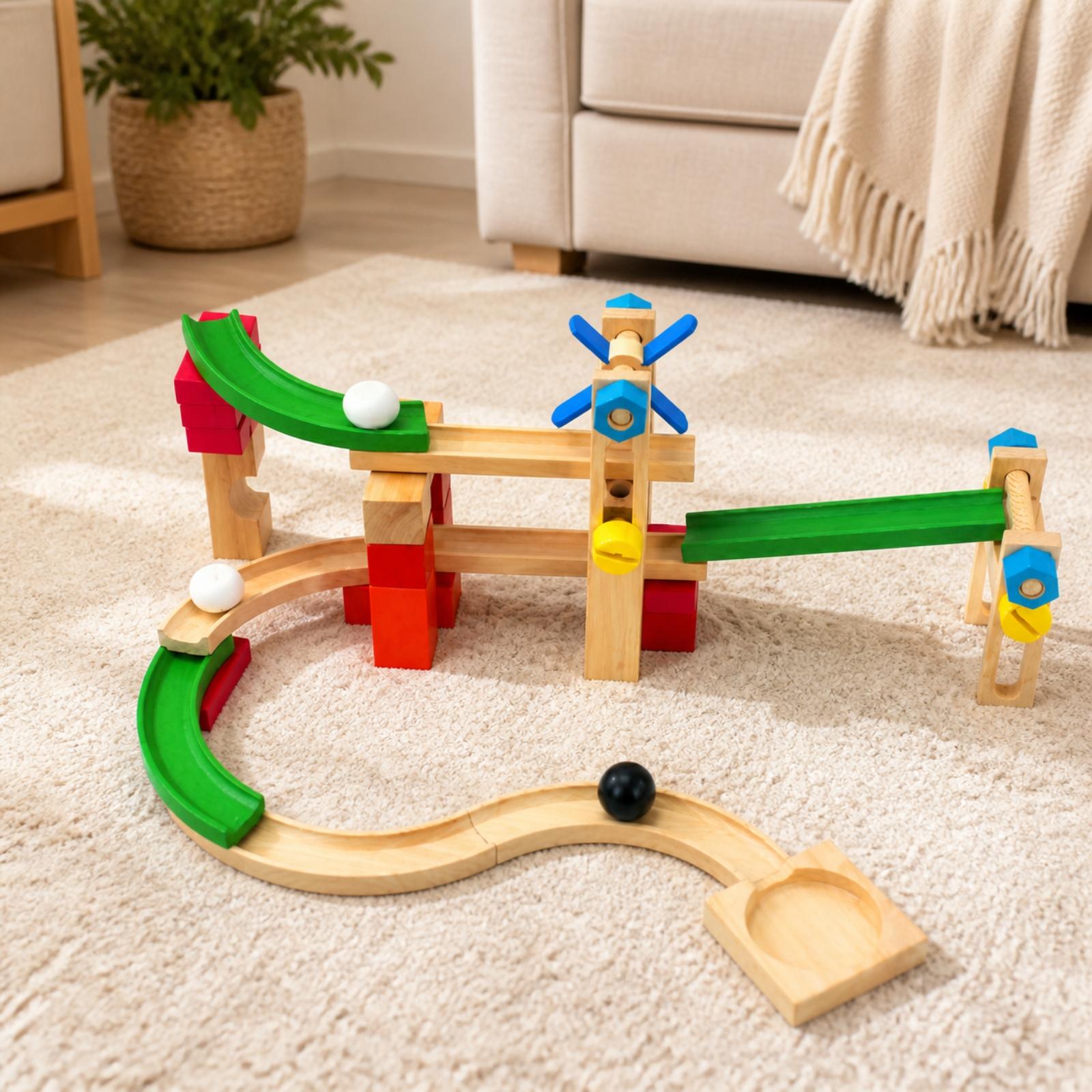 Houten marmerbaan voor kindere - Marble Coaster Set recensie en prijs