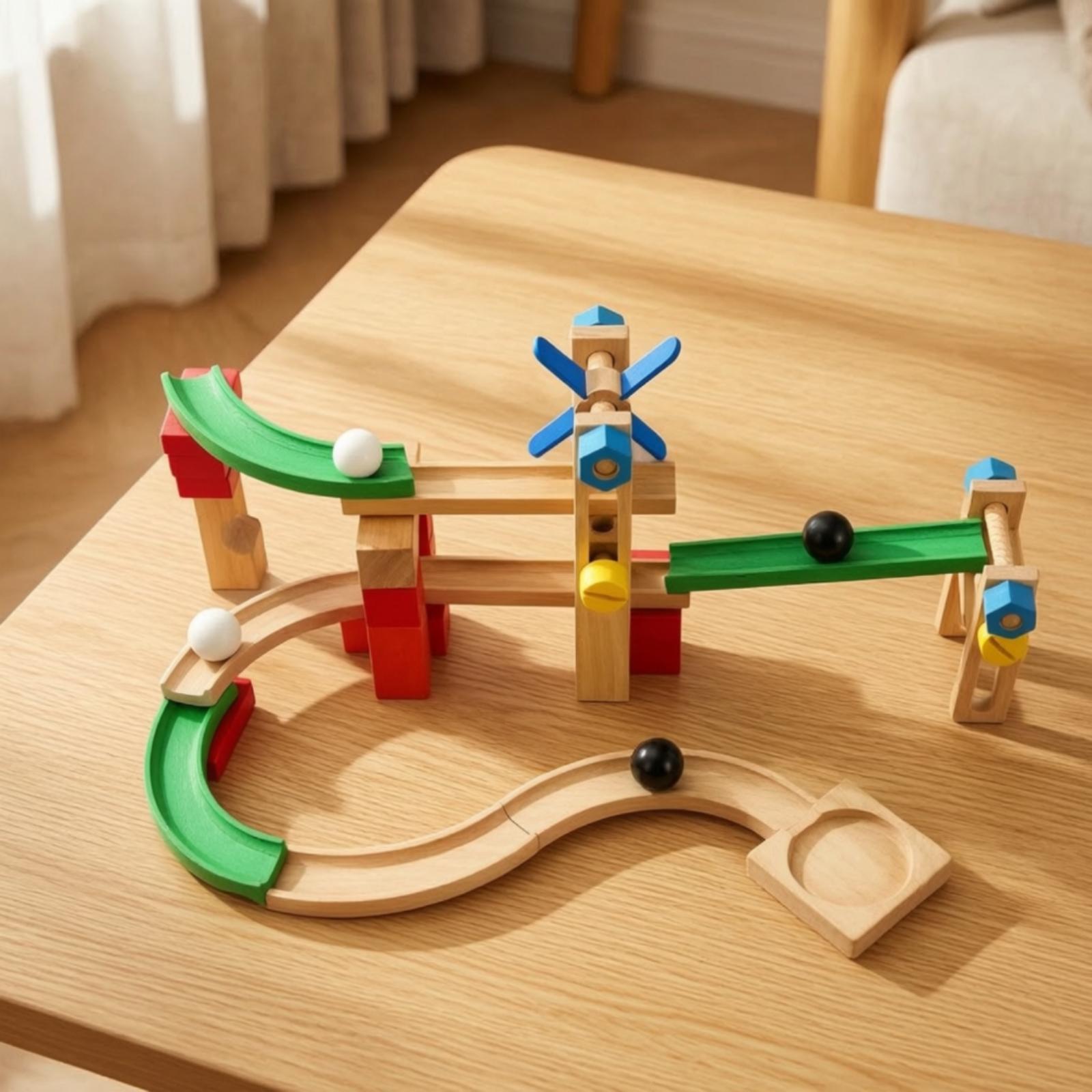 Houten marmerbaan voor kindere - Marble Coaster Set recensie en prijs